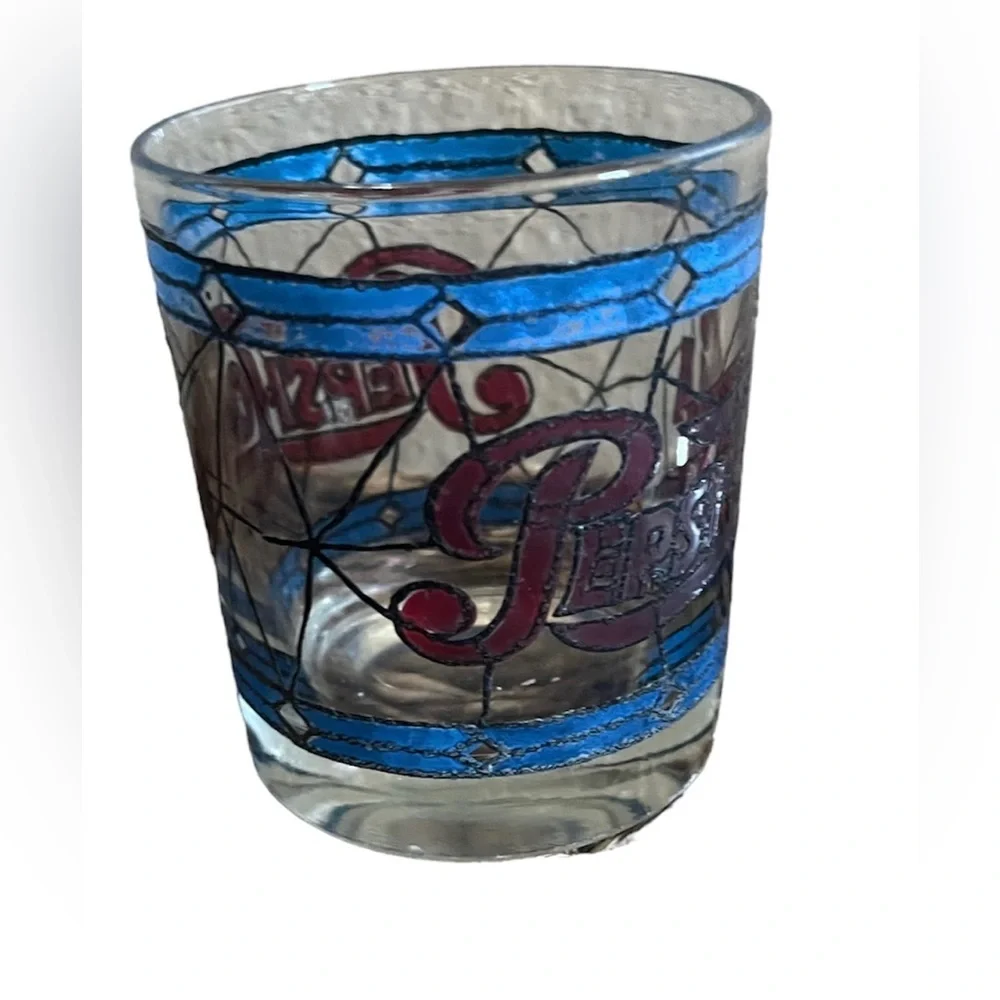 Set of 3 vintage pepsi 1970s Tiffany style stain glass glasses